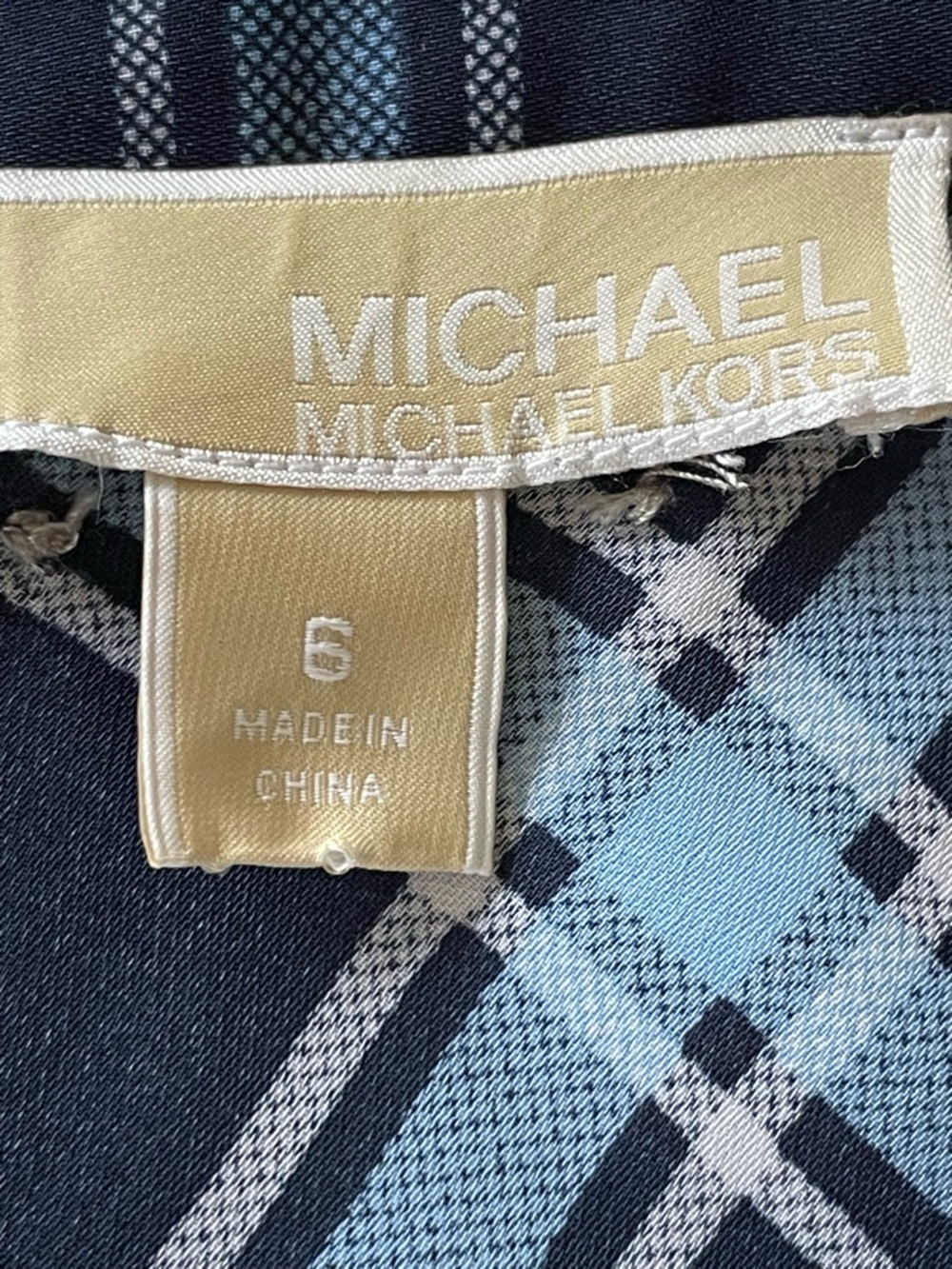 Michael Kors Navy and Light Blue Plaid Sleeveless Shirt Dress - Picture 7 of 8
